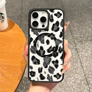 Premium Magnetic Case for iPhone11/12/13/14/15/16/17/promax Glitter Leopard Print MagSafe Ready,Anti-Fall,Ultra-Thin Design | Perfect for Everyday Use