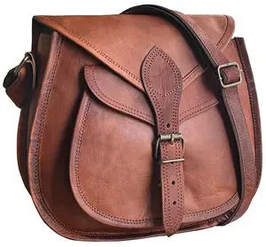 Rustic Town, Vintage Leather Crossbody Sling Bag for Women, Handmade Messenger Purse Satchel, Travel Tote Shoulder, iPad Bag Gifts for Her Female, Adult Full-Grain Goat Leather Adjustable Strap