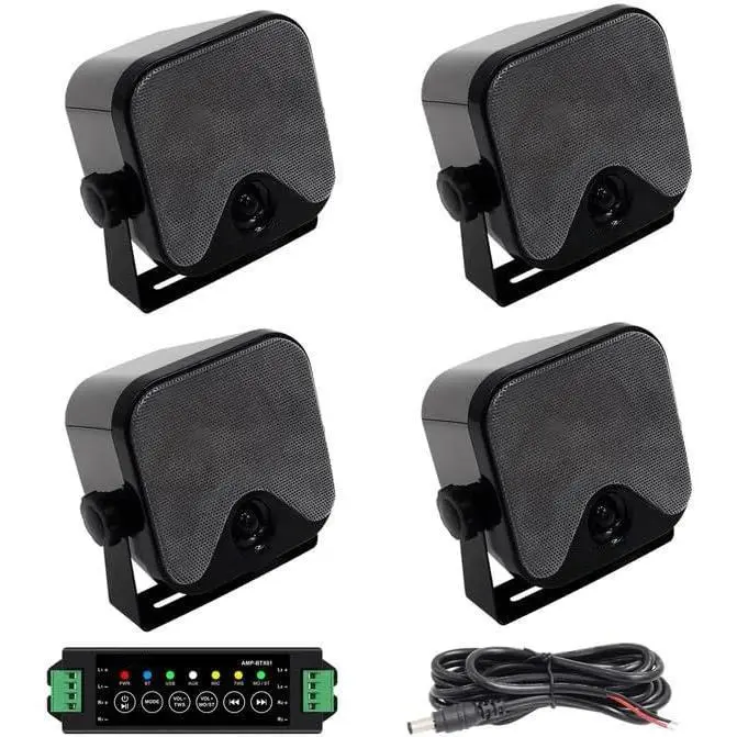 Herdio Wireless Bluetooth Connectivity 4-Inch Outdoor Waterproof Speakers for Golf Carts, ATVs, UTVs, Boats and Trucks (2 Pair/1 Pair, Black/White), subwoofers Audio Smartphone, Black Friday and Cyber ​​Monday Gift