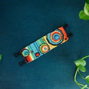 Bubbles - Native Beaded Bracelet in Rainbow Colors - Handmade by Huichol Artisans - Mother Sierra