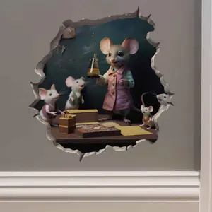 Female Teacher Mouse Hole Decal