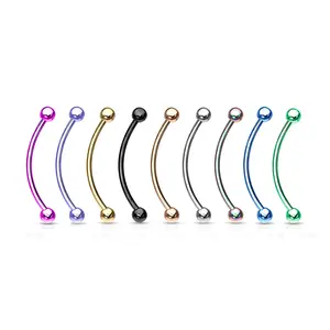 Surgical Steel Anodized Curved Barbell Tongue Ring 16 Gauge Snake Eye