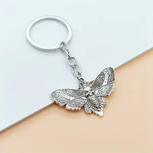 1-Piece Gothic Halloween Skull Butterfly Keychain Charm | Vintage Alloy Zinc Metal | Rock Punk Style Jewelry Gift for Men and Women | Unique Statement Piece