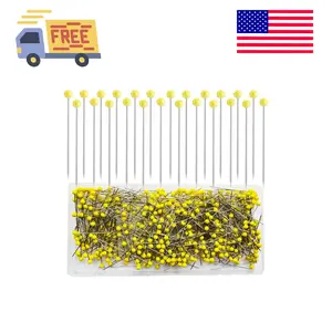 500 PCS Straight Pins, 1.75IN Quilting Pins Long Yellow Glass Ball Head Sewing Pins