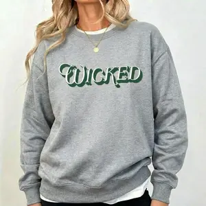 Oversized Vintage Wicked Sweatshirt, Nostalgic Wizard of Oz Font Cozy Crewneck, Broadway Musical Theater Gift, Wicked Movie Merch