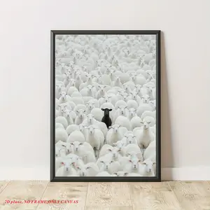 1 piece/set, Black Sheep Canvas Poster, Art Deco Classic Vintage Style, Frameless Wall Art, Painting Artwork, Home Decor, Frameless, 2D Flat, Canvas Prints