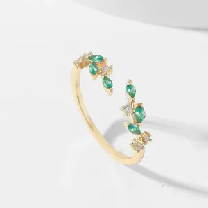 Dainty Rings Open Adjustable Ring Leaf Ring for Women Dainty Stackable Rings for Women-USA