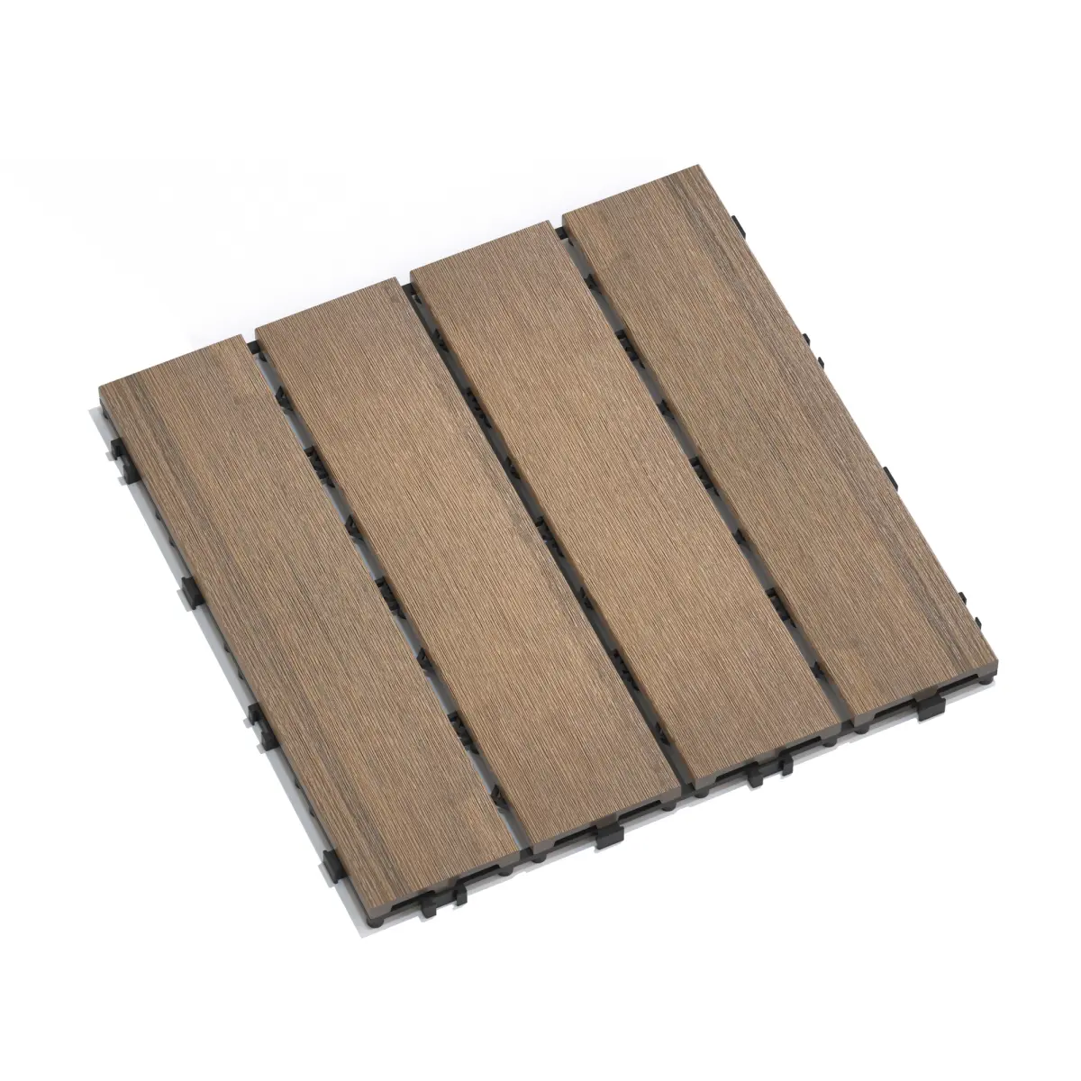 22-Piece Exterior-Grade Click-Parquet WPC Interlocking Deck Tiles Outdoor, 11.8x11.8"x0.86" Oak Wood-Grain Effect Wood-Plastic Composite, 44.00 lbs, Moisture-Proof, All-Weather, Sturdy, Easy-to-Use Shed Flooring for Patio, Indoor Use