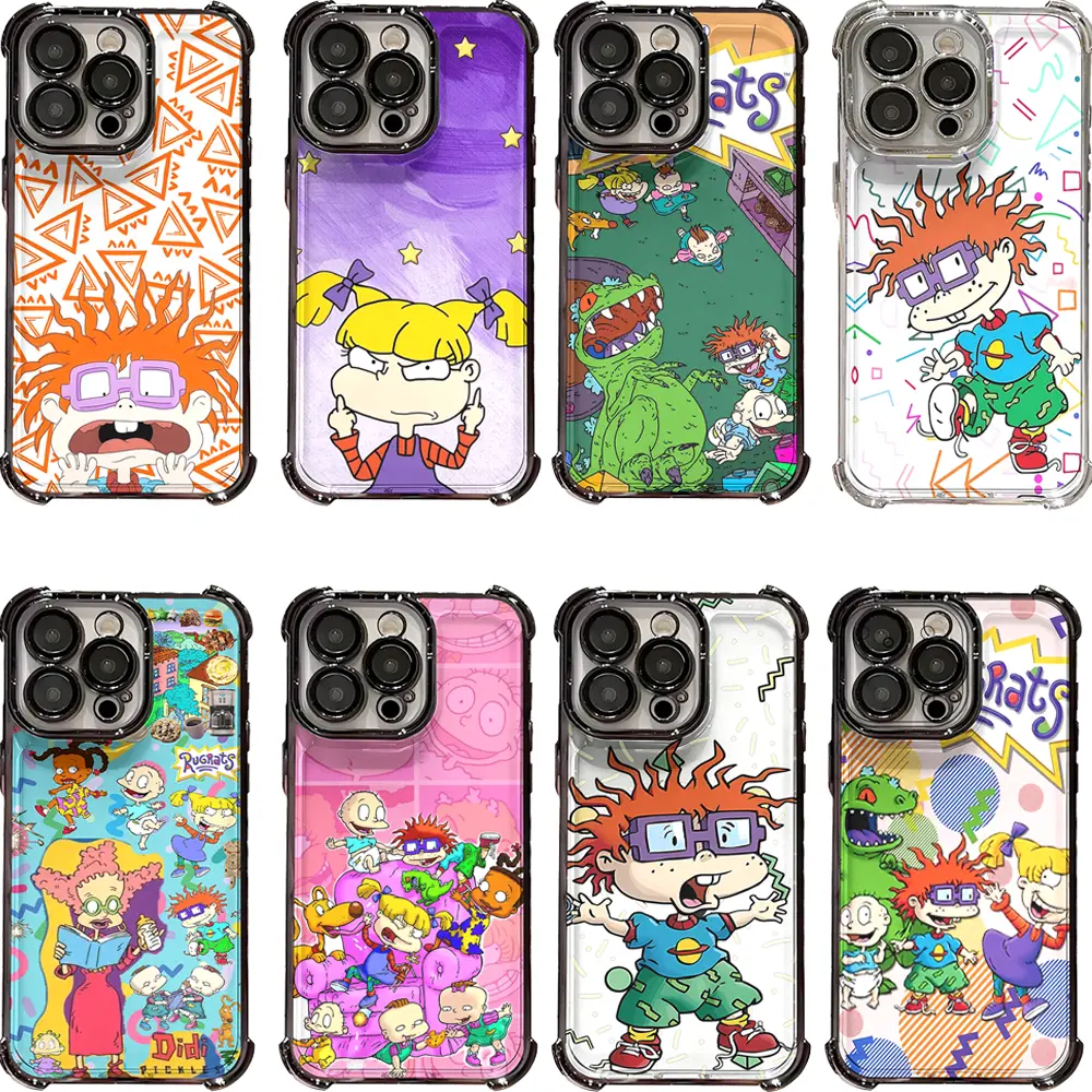 Retro Rugrats Cartoon Smartphone Case - Plastic, Shockproof, Anti-Drop, Waterproof Protection for iPhone 11,12-17,13-16 Pro Max,14 Plus,17 Air with Camera-Safe Colorful Nostalgia Print, Ideal Holiday Accessory