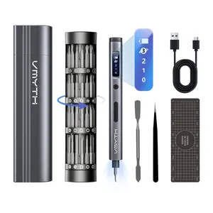【FathersDayGift】Vmyth ES1 3.7V Mini Electric Screwdriver, Cordless Screwdriver Set with 3 Torque Settings, S2 Alloy Steel Bits, 60 Magnetic Bits, Complete Repair Tool Kit for Furniture, Home Repairs, Phone, Camera, Laptop & 3D Printer, Father's Day Gifts