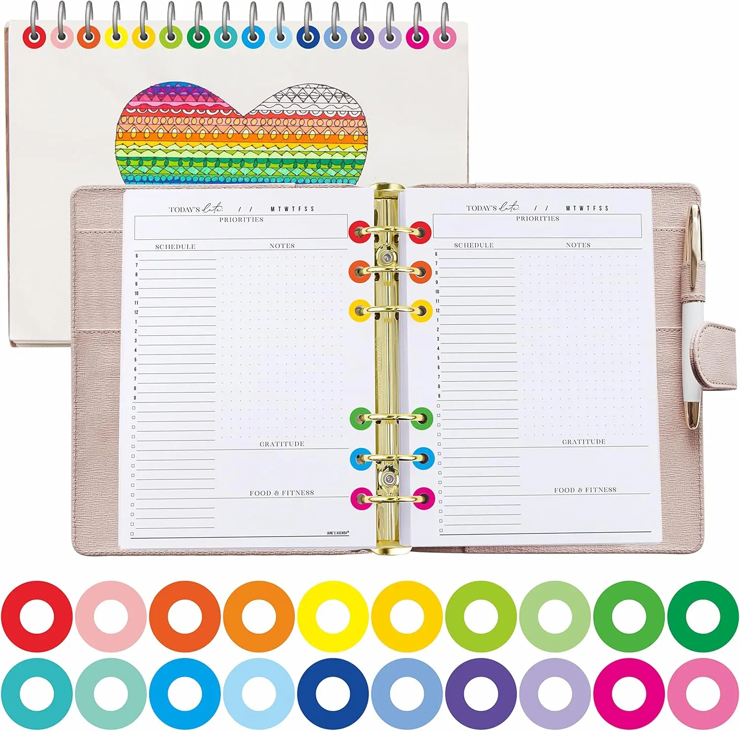 3000 count Hole Reinforcement Stickers, 20 Color Designs Paper Hole Protectors Colorful Self-Adhesive Hole Punch Reinforcement Circle Labels for Loose-Leaf Paper Sheets (Outer 0.5, Inner 0.25)