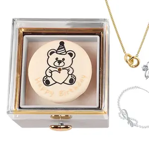 Bear Cake Ring Box - Rotating Jewelry Box | Creative Birthday Rotating Ring Box | Reversible Bear Cake Jewelry Accessories Display Earring Storage For Women, Men & Birthday