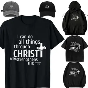 Family set-DIY-Unisex-Hoodie-cap-kid-I Can Do All Things Through Christ -  Gift T-Shirt T-Shirt