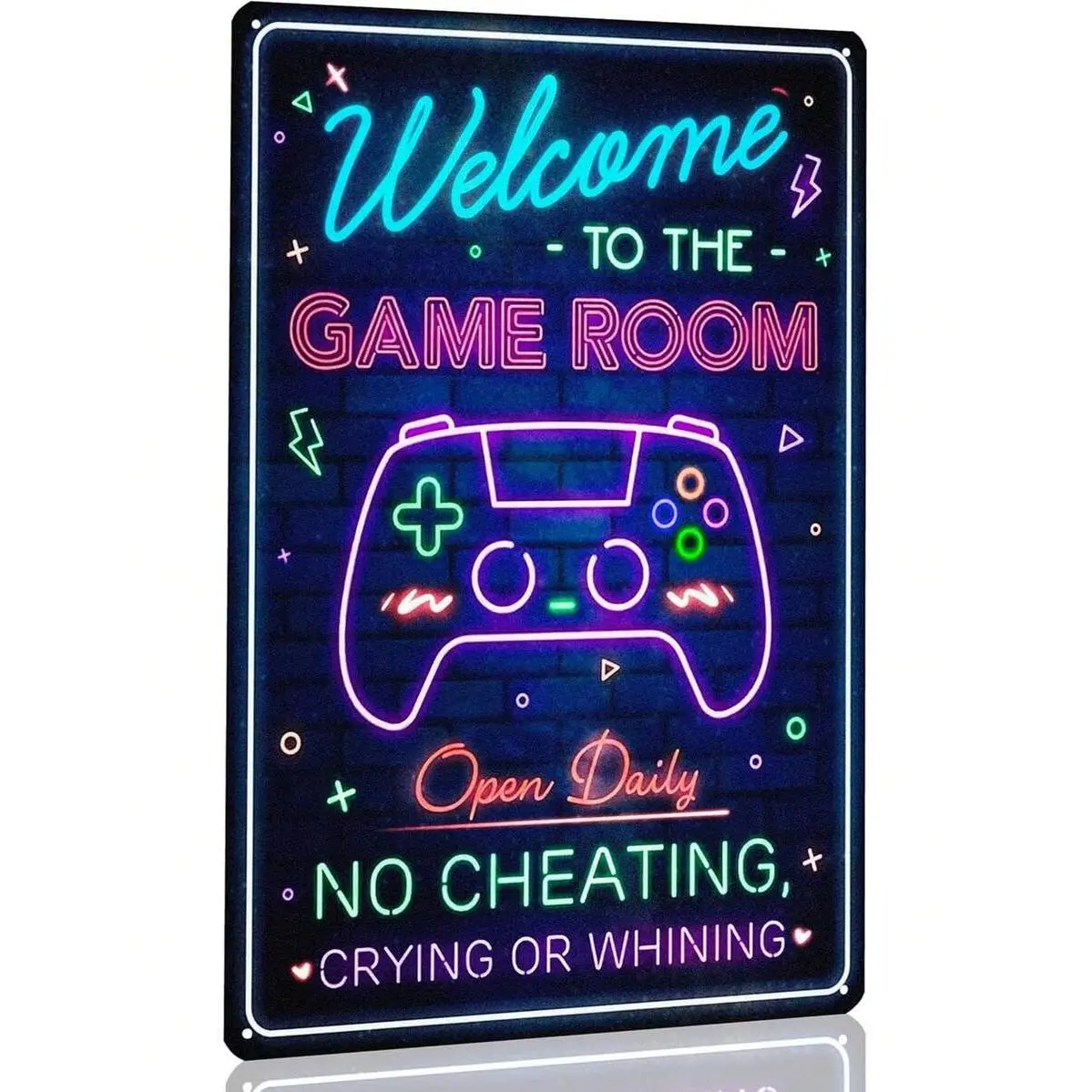 2D Flat 8x12inches Aluminum Tin Sign Welcome To The Game Room, Gaming Room, Cool Gaming Decor Gifts, Perfect Game Room Accessories Wall Door Decor For Teen Boy Boyfriend Video Game Enthusiasts Gamer Room Crying