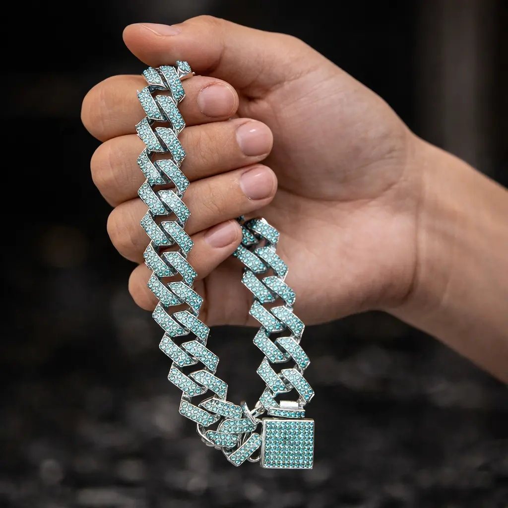 15mm Iced Out Cuban Link Chain Necklace for Men – 16/18/20/24 Inch Hip Hop Diamond Chain, Luxury Statement Jewelry Gift