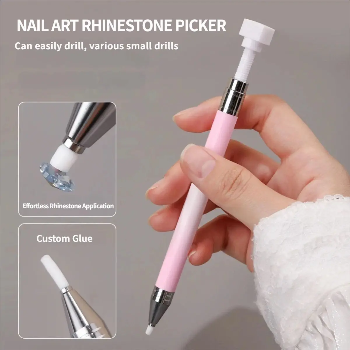 Hot-selling rotating stamping nail art rhinestone picking pen, self-adhesive diamond wax pencil and bead picking tool, INS-style DIY Nail Art tools, Nail Supplies, Nail Art Equipment, suitable for various nail art styles