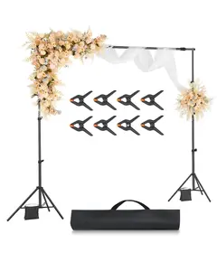 Backdrop Stand, 7 x 10 ft Adjustable Photo Backdrop Stand Kit, Portable Background Backdrop Stand With 3 Crossbars, Heavy Duty Projector Screen Stand, For Wedding, Photo Video Studio & Party