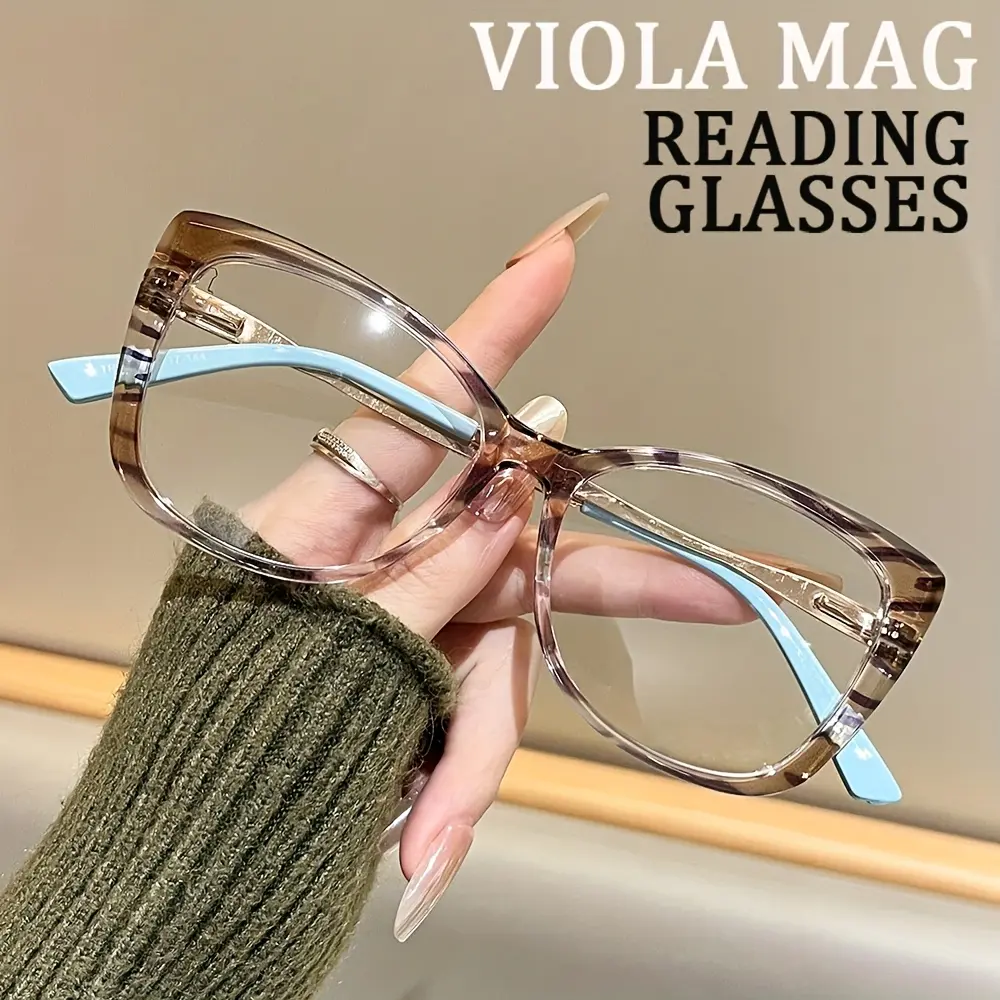 Anti-Blue Light Reading Glasses with Far Vision Magnification, TR90 Metal Spring Hinges for Fit, Full-Rim Cat-Eye Eyeglasses for Computer, TV, Work & Driving, High Quality Eyewear – Optics