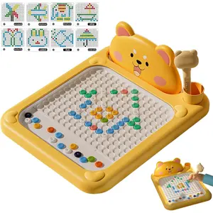Magnetic Drawing Board Cartoon Magnetic Dot Art with Dot Beads Pattern Booklets Pen Doodle Board Educational Toddler Toys for Kids Gifts, Christmas Gifts, Birthday Gifts, New Year Gifts