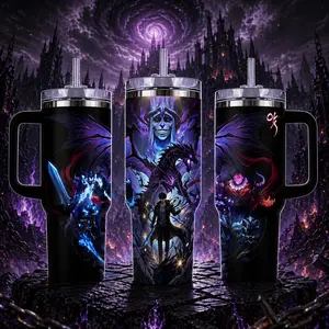 STORMMECH 40oz Handle Tumbler - Solo Leveling SungJinwoo Insulated Stainless Steel Portable Flask with Washable Cover, Vacuum-Sealed Kitchenware Drinkware, Large Iced Coffee Mug, Anime Otaku Gift (Featuring Insulation)