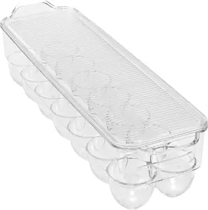 Kitchen Details Egg Crate | Dimensions: 14.5"X4.5"X2.9" | Fits 14 Eggs per Crate | Stackable | BPA Free | Easy Pull Handles | Kitchen Organization | Clear