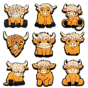 Cartoon Cow Croc Shoe Charms for Kids Boys Girls Women Men PVC Wristband Sandals Clog Accessories Party Favor with Dragon and Character Designs Footwear
