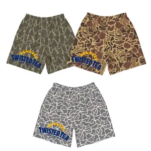 Twisted Tea Bottomland Camo Old School Camo Shorts, Hunting Camo Swim Trunks, Beach Shorts, Menswear