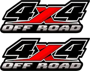 4X4 Offroad Decal Stickers 2 count, Auto Decoration Accessories Emblem Replacements Compatible with Ford F-150 F-250 F-350 Tacoma Tundra Ram Silverado  Pickup, with  1 count, Black-and-Red