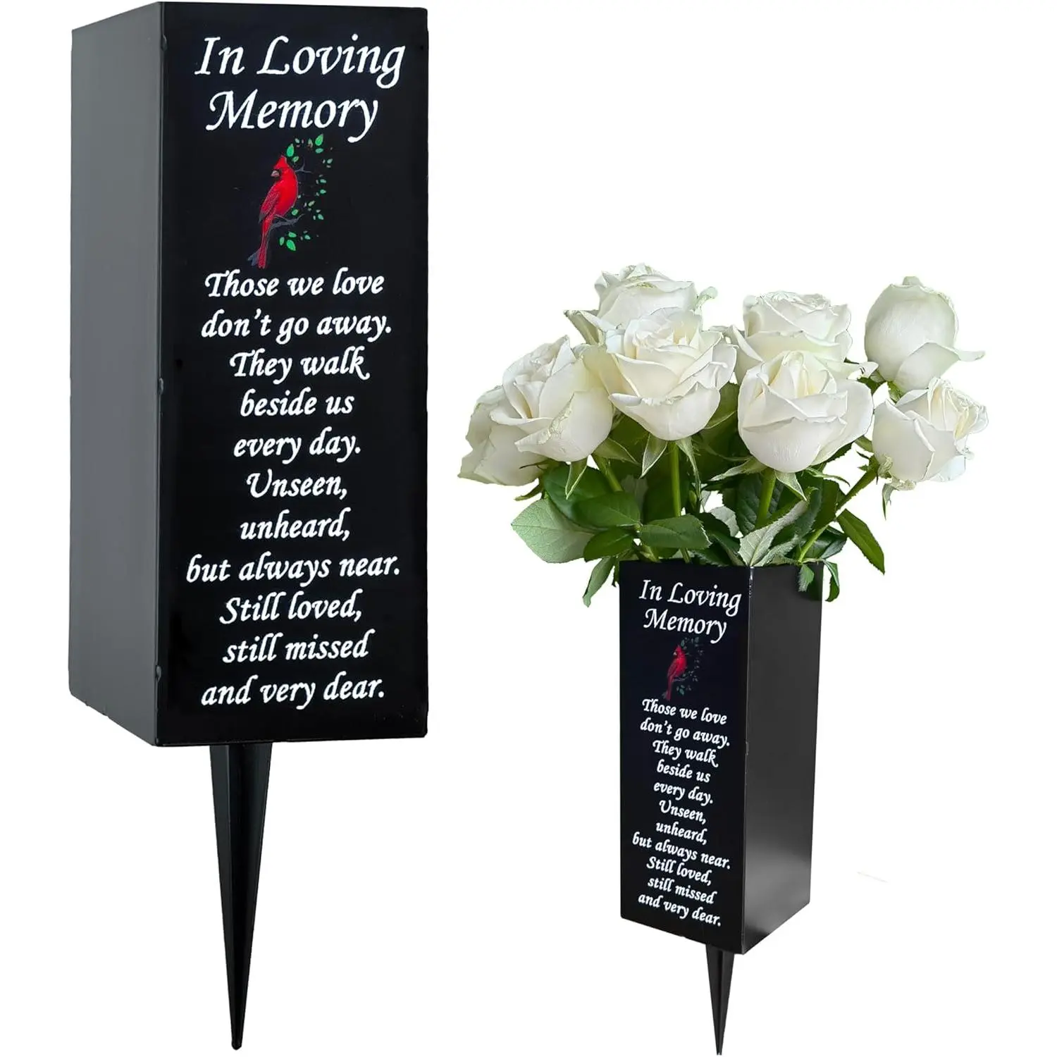 Cemetery Vases with Spikes,Metal Memorial Vase for Gravesite  Cemetery Flower Holder for Loss of Loved One Cemetery Decoration(in Loving Memory)