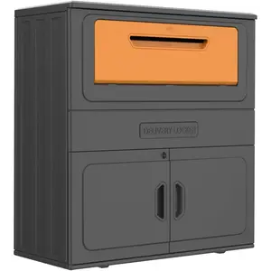 ADDOK Resin Drop Box for Packages Delivery Outdoor, 65 Gallon Anti-Theft Parcel Drop Boxes with Lockable Secure, 34.25” W x 15” D x 36.22”H, Black