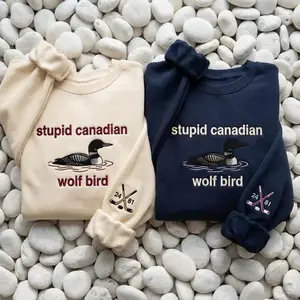 Embroidered Stupid Canadian Wolf Bird Heated Inspired Movie Sweatshirt , Team Hollanov Sweatshirt, LGBT Hockey Fan Gift
