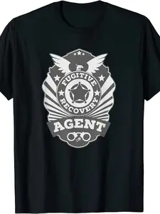NEW LIMITED FRA Fugitive Recovery Agent Badge Bounty Hunter Uniform T-Shirt Same Style for Men and Women 2026 Summer Short-sleeved Printed T-shirt 220G