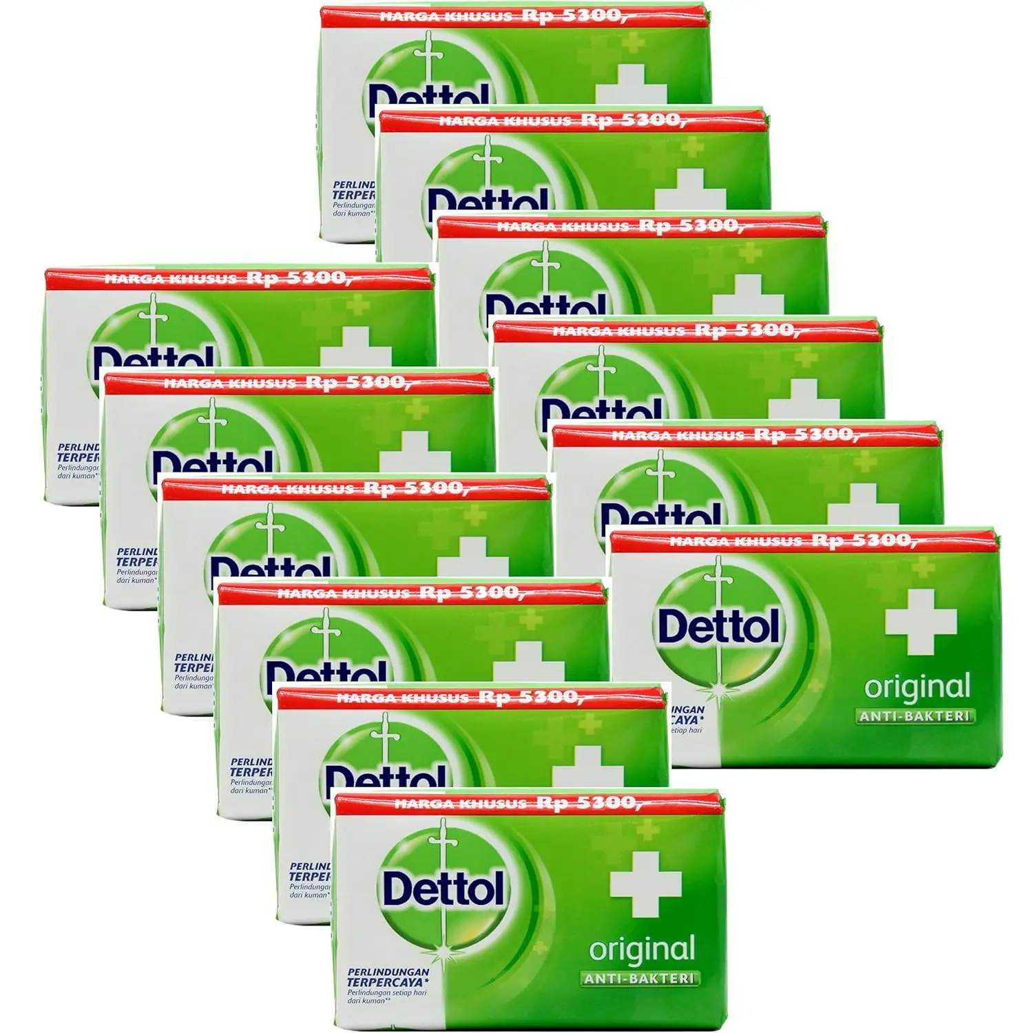 Dettol Original Antibacterial Solid Bar Soap - 12-Count Multi-Pack (110g/3.88oz), Gentle Fragrance, 24-Month Shelf Life, Advanced Cleansing Formula, Palm Oils, Fresh Hands & Body Antimicrobial Cleanser for Bath & Shower