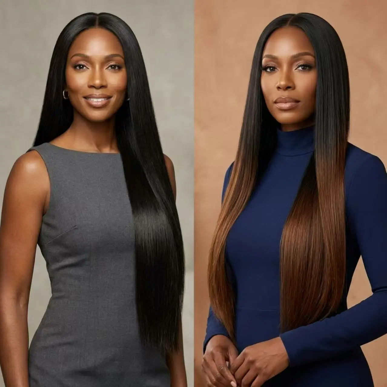 RAW VIETNAMESE HAIR 13X4 HD LACE WIGS Human Hair Bone Straight Wig Natural Black & Ombre Brown 200% Density Super Double Drawn High Quality