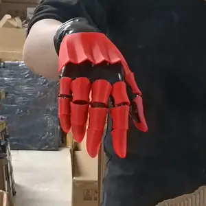 Handmade Skull Knight Gloves, 3D Printed RED, Perfect for Ball Costume, Photography, Performance, Gift, Party Accessory