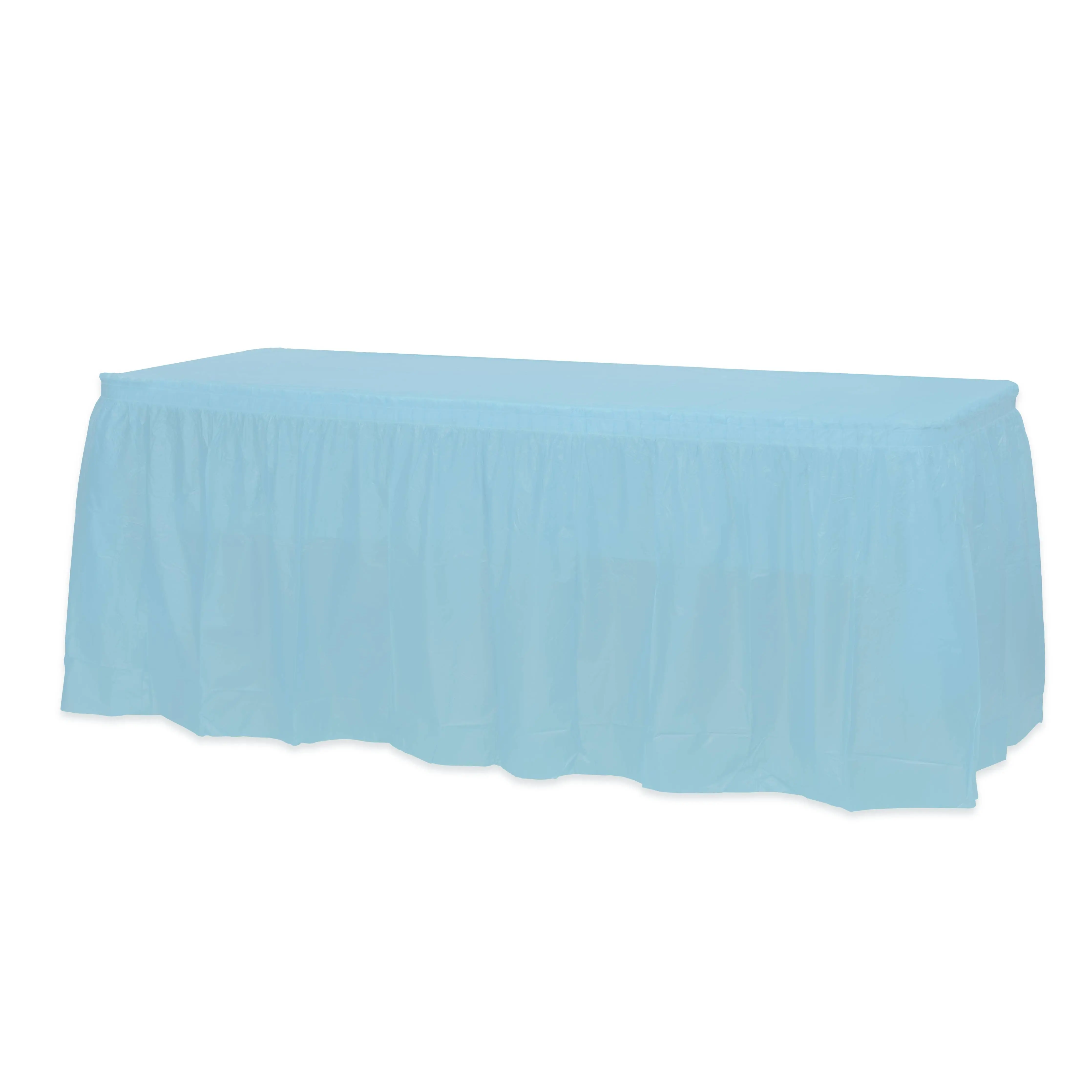 Light Blue Disposable Plastic Table Skirt - 14 Ft