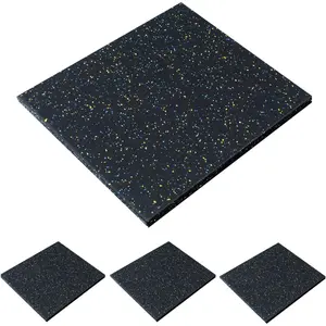 4 Pack Interlocking Tile 20" x 20"x 1"Heavy Duty Rubber Flooring Mat Anti-Vibration Anti-Slip Exercise Mats for Gym Equipment and Cushion for Workouts, Cover 11.12 Sq.Ft...