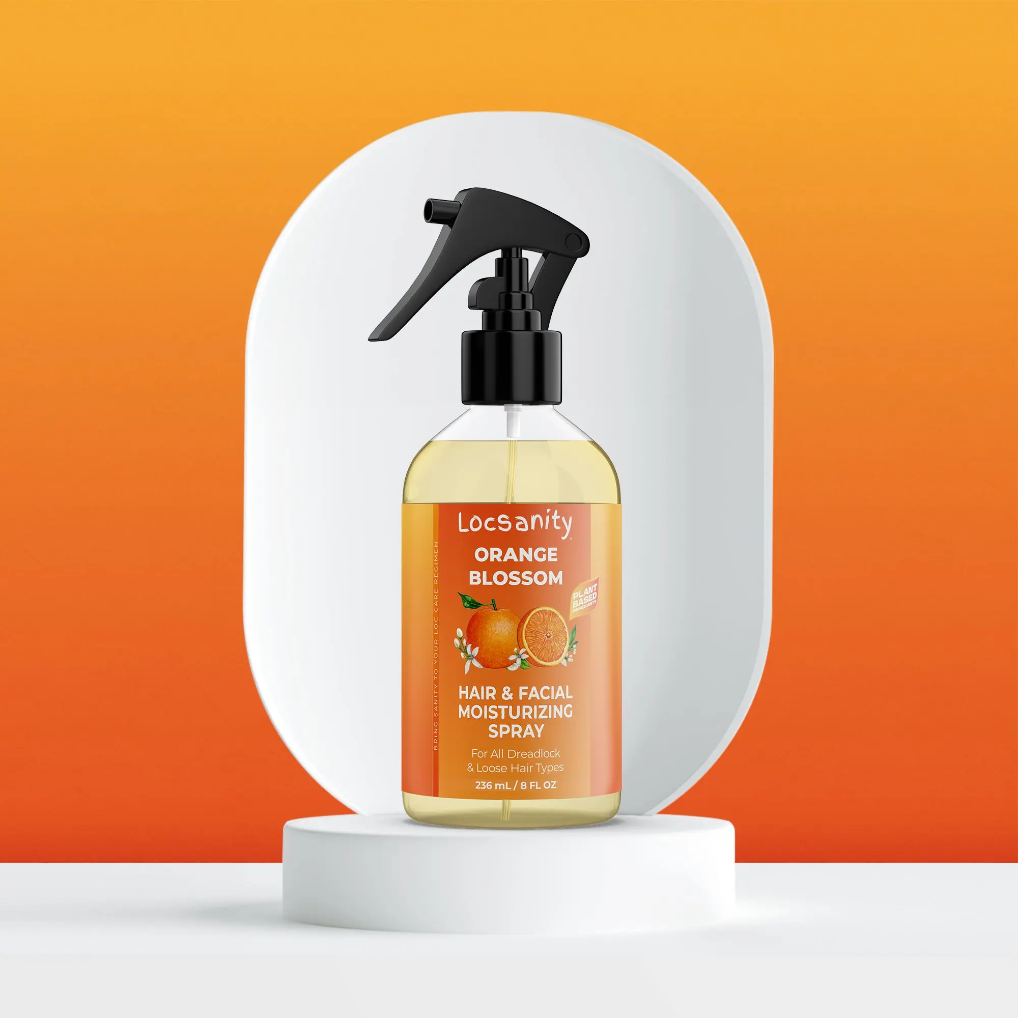 LOCSANITY Orange Blossom Hydrating Hair & Face Fine Mist - 8oz Non-Toxic Moisturizer for Locs, Antioxidant Care, Shampoo+Cond Addin, Mild Bitter Orange Tree Scent, Daily Cleansing & Redness Support