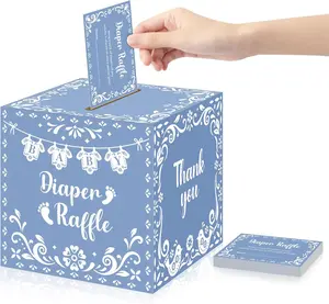 Ctosree Cielito Lindo Diaper Raffle Tickets with Box - Mexican Baby Shower Game Invitations 50 Diaper Raffle Tickets Set for Baby Shower & Gender Reveal Party Decoration(Blue)