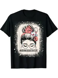 Funny CNA RN Nursing Assistant T-Shirt - Unisex Work Apparel with MY NURSING ASSISTANT LIFE Graphic, Short Sleeve Crew Neck Black Shirt for Men & Women, Lightweight Breathable for CNA, RN, NA Role