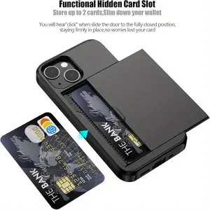 Shockproof Ultra-Thin PC Case | with Slide Slot for Wallet And Card Holder, Suitable for iPhone 11 12 13 14 15 16 Pro 17 Pro Max Plus Shockproof Business Wallet Case