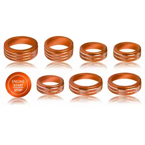 for Ford F150 Accessories 2021 2022 2023 AC Knob Covers, Volume Radio, 4WD Drive Mode, Headlight Switch, Trailer Control Knob Engine Start Stop Button Cover Outer Ring, 9Pcs (Orange)