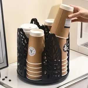 360 °   Rotating Cup Holder - Countertop High-Capacity Disposable Cup Coffee Mug Holder Durable Material, Perfect for Coffee Shops, Offices & Homes - 1pc, White, Black