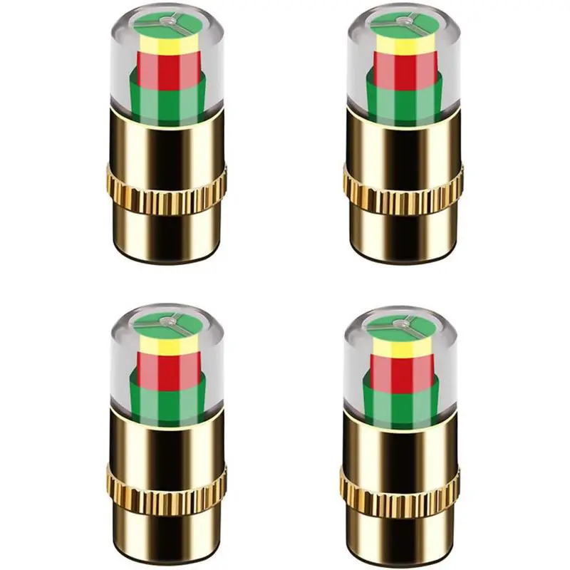 CENPIN 4PCS Tire Pressure Monitor Valve Caps - 3-Color Eye Alert Warn Indicator, External Tire Pressure Monitoring System, Easy Daily Checks for Cars, Motorcycles Daily Driving