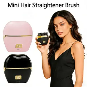 1 PC Mini Compact Lightweight Cordless Hair Straightener Comb Brush - Rechargeable Usb Charging Portable Design Pocket-Sized Hot Comb with Comb Tip Feature for Bangs, -the- Smoothing, Fast Styling for Straight Hair, Travel-Friendly Hair