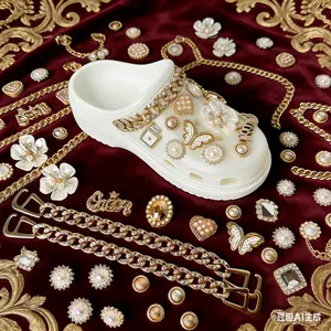 10/22/26 Pcs Bling Rhinestone Clogs Charms, Heart Flower Animal Butterfly Chain Decor, Faux Pearl DIY Shoe Accessories, Fashion Holiday Party Birthday Gifts for Girls Women