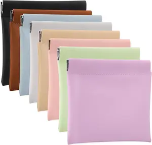 6/8 pack Snap Closure Leather Organizer Pouch Mini Makeup Bag Waterproof Pocket Cosmetic Bag Cosmetic Pouches Travel Bag for Purse, Coin, Cosmetics Beauty & Personal Care
