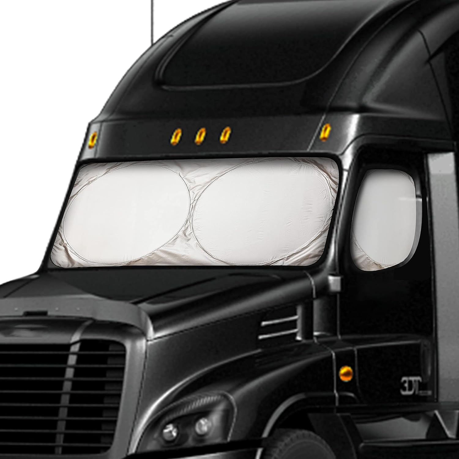 Detachable Semi-Truck Sun Shade for Windshield and Side Windows | 240T Polyester Maximum Coverage to Block UV/Sun Heat Rays | Best for Semi, Commercial & Big Rig