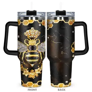 1pc, Gifts for Bee Lover 40oz Tumbler, Queen Bee Funny Print 40oz, Insulated and Durable, Thermo Tumbler, Gift for Any Occasion: Birthdays, Holidays, or Special Moments for Family, Friends, or Coworkers, Drinkware Tumbler, Insulated Water Cup