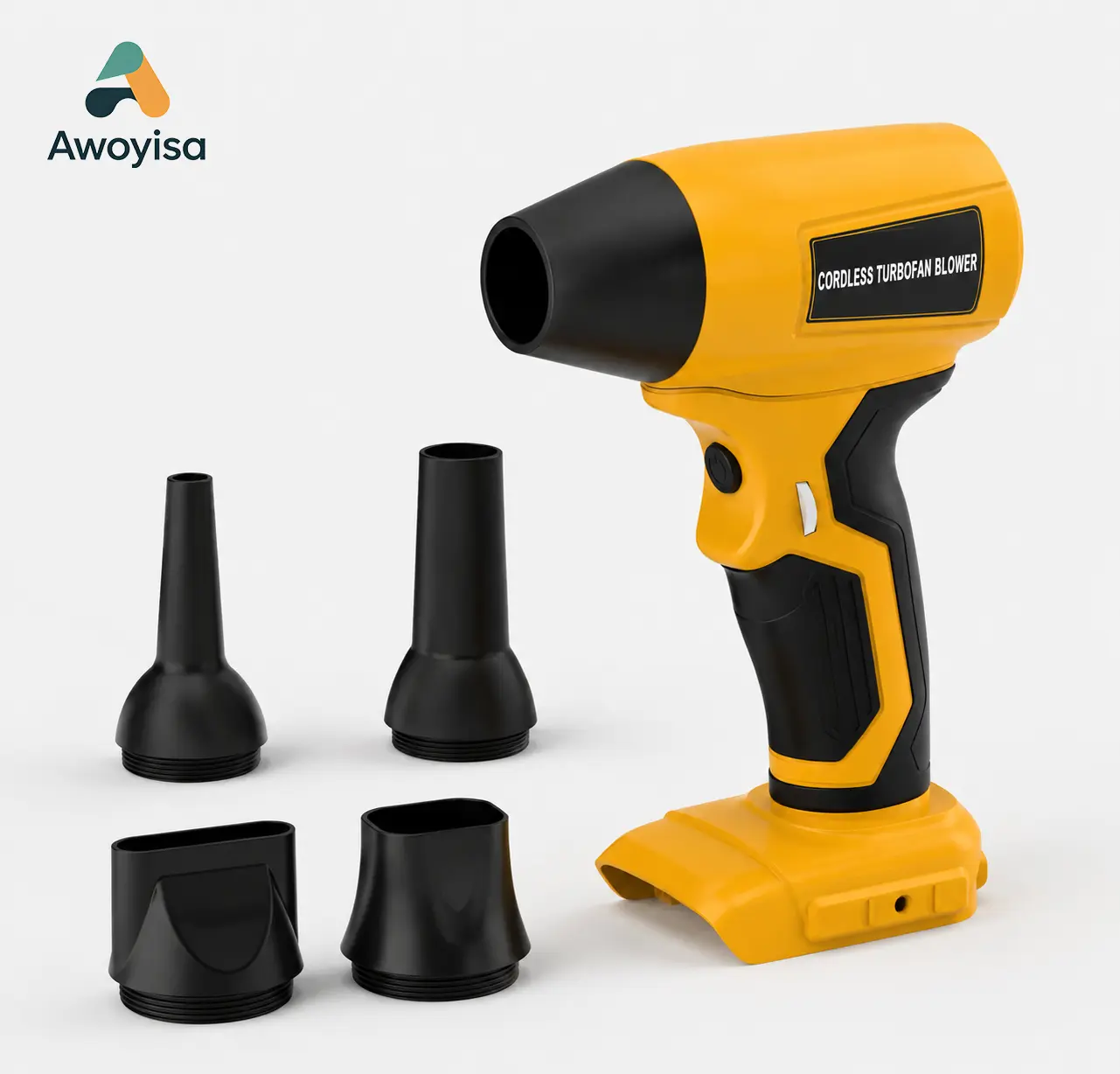 Awoyisa Electric Cordless Turbine Fan Blower , Compatible with Dewalt 20v Battery, Free13000rpm Handheld Jet Fan, Adjustable Wind Speed, dust Cleaning and Dryingcar blowing water，5 Multi-Functional Nozzles as Free Gift （Battery not induded） leaf cleanup
